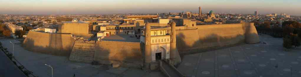 Evening falls over Bukhara’s Ark Palace.
