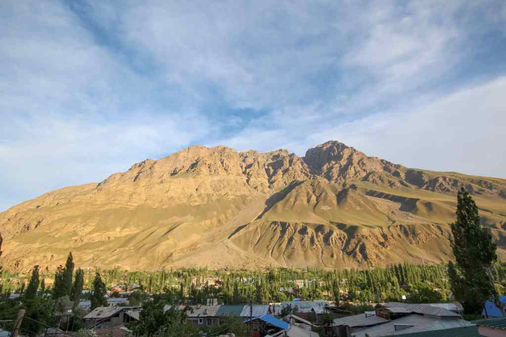 The Tajik town of Khorog, situated in the mountains above the confluence of the Pyanj and Gunt Rivers.